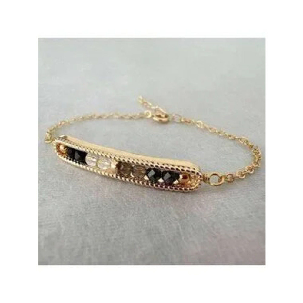 Gold Bar Bracelet Minimalist Adjustable Chain Bracelet